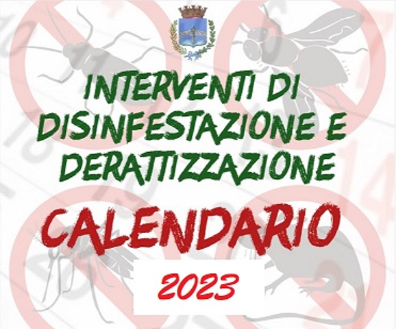 Calendario trattamenti servizio di disinfezione, disinfestazione e derattizzazione - anno 2023